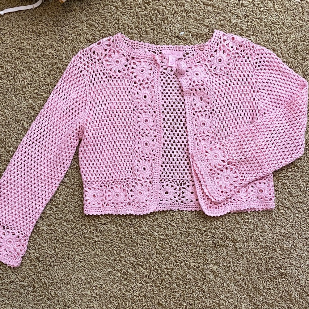 Lily Pulitzer Pink Crochet Cardigan